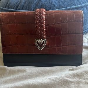Brighton wallet black  brown ,silver heart ,compartments leather charm